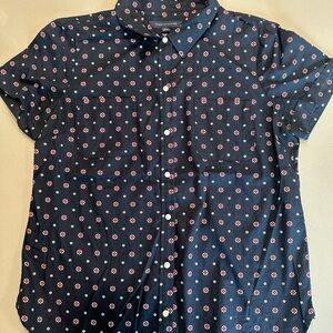 Women’s Navy Floral Short Sleeve Shirt